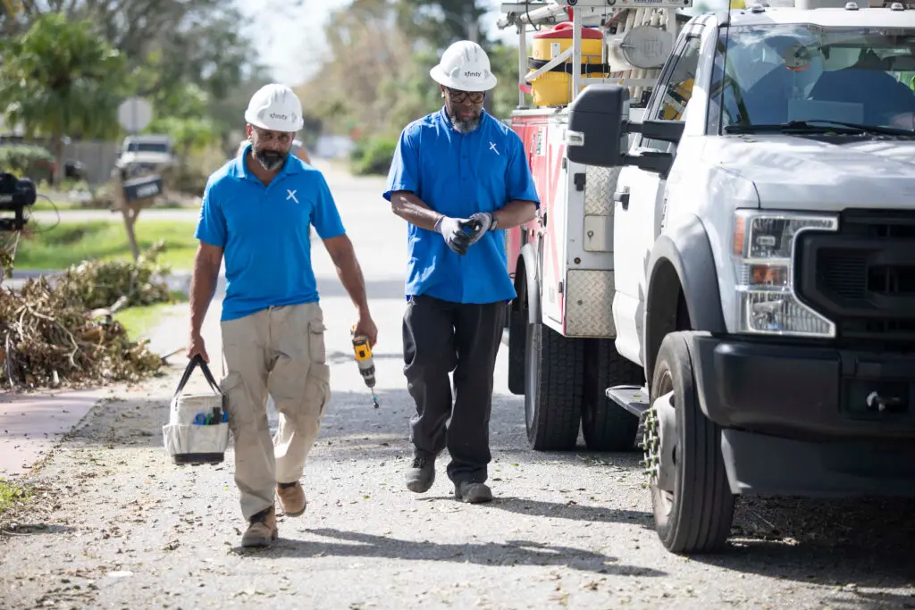 Comcast field technicians work to restore information services 