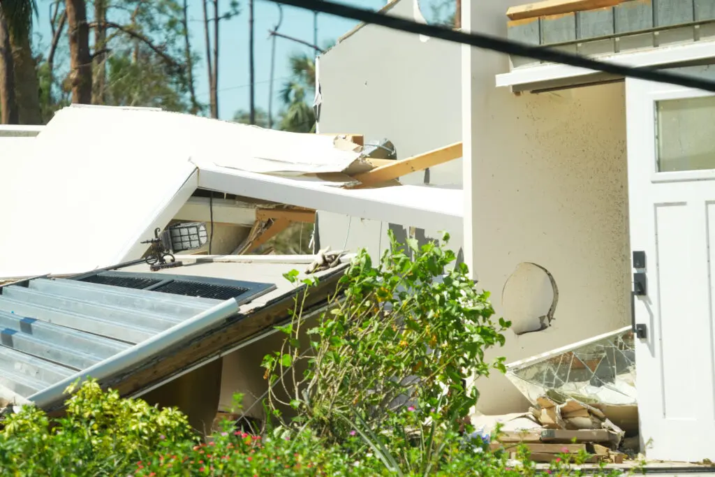 Residence damaged during a storm