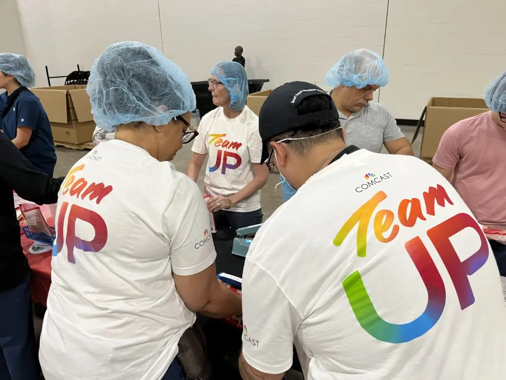 group of people preparing meals