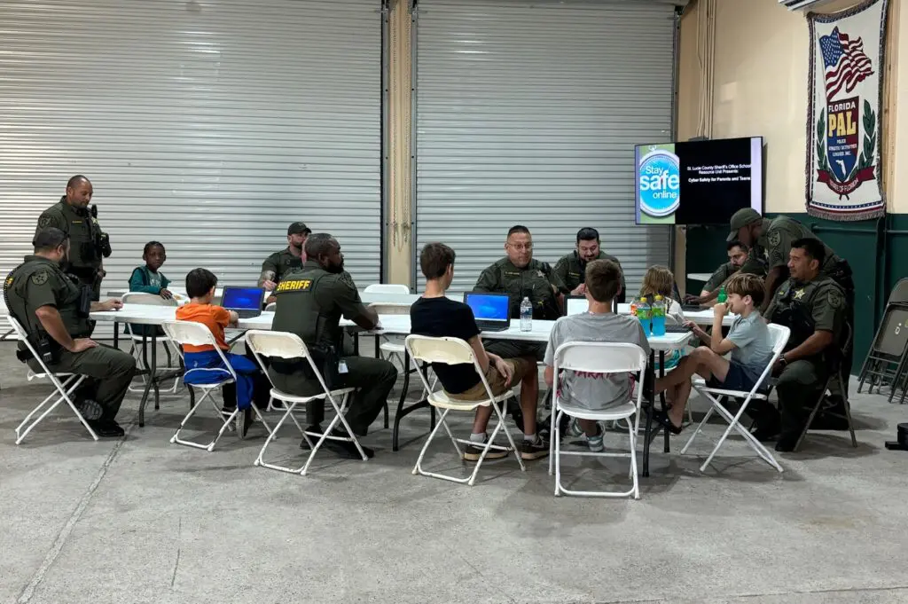 police officers talk with children 