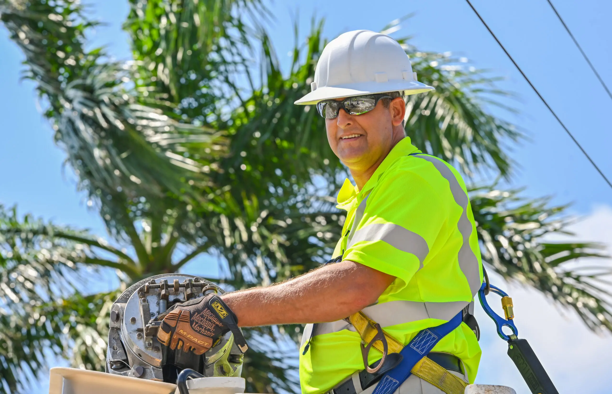 Comcast technician examine