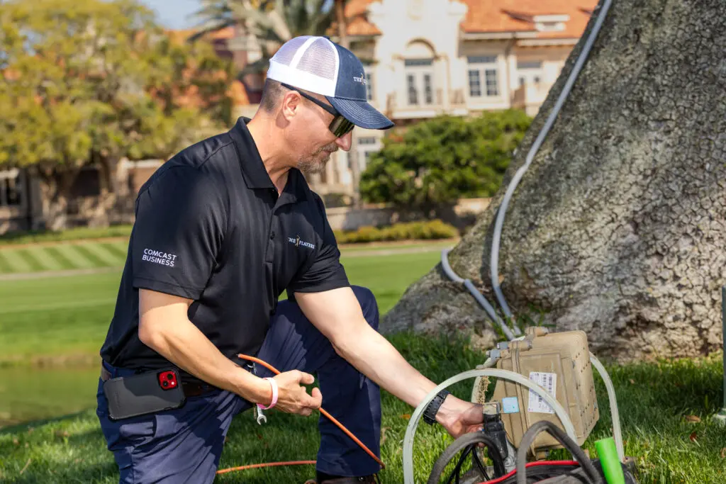 Daniel Jarnutowski preps the golf course for THE PLAYERS Championship.