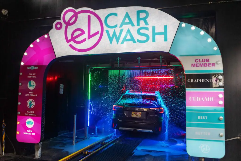 A car gets washed at El Car Wash.