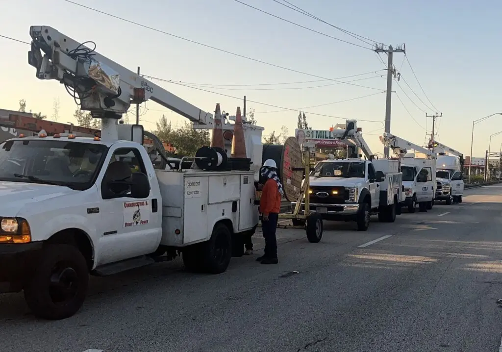 maintenance trucks lining up