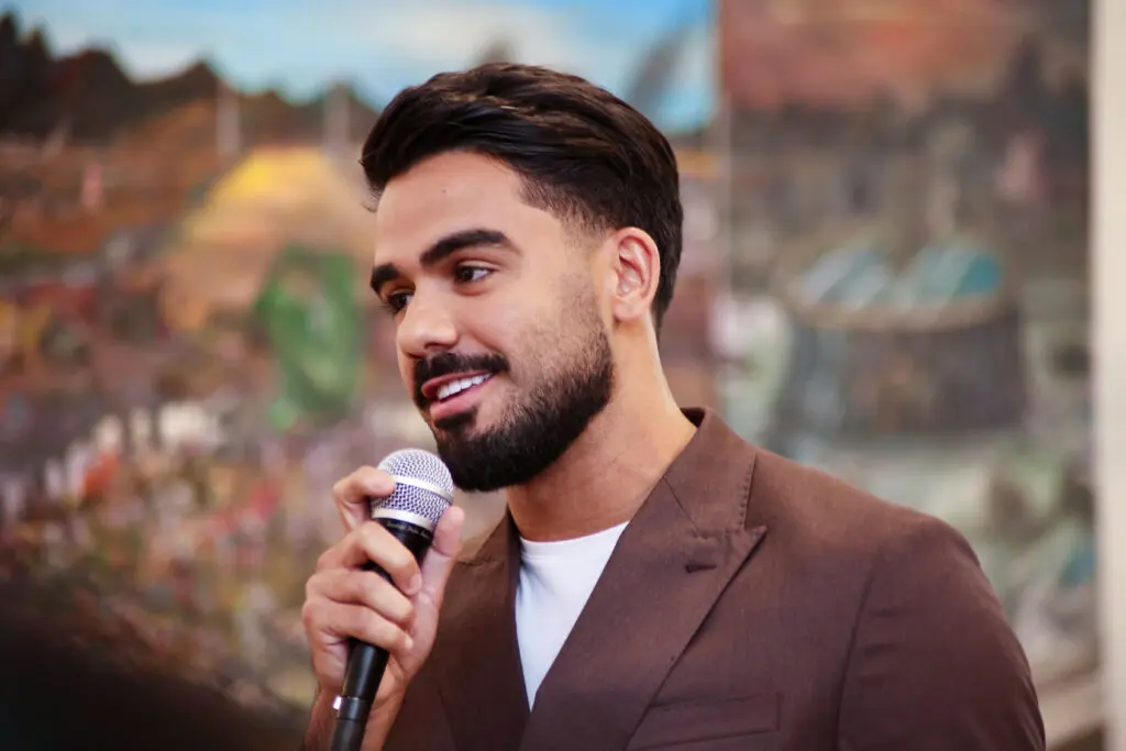 man with microphone