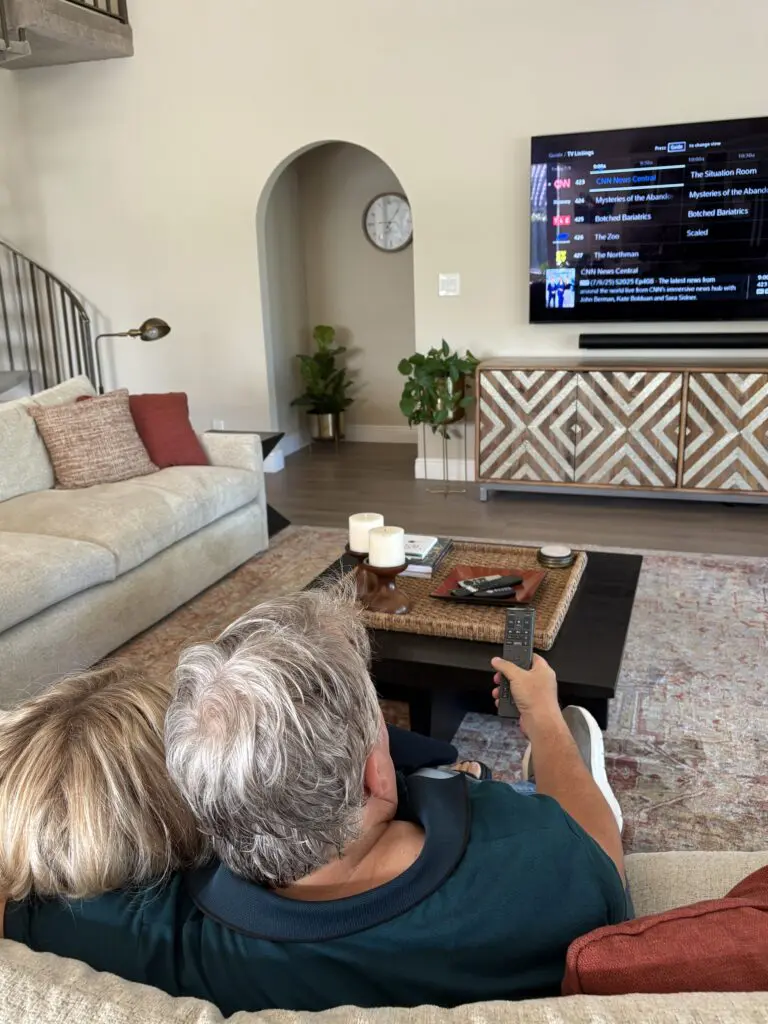 The Lerners watch TV together.