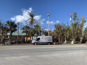 Technician van parked on street