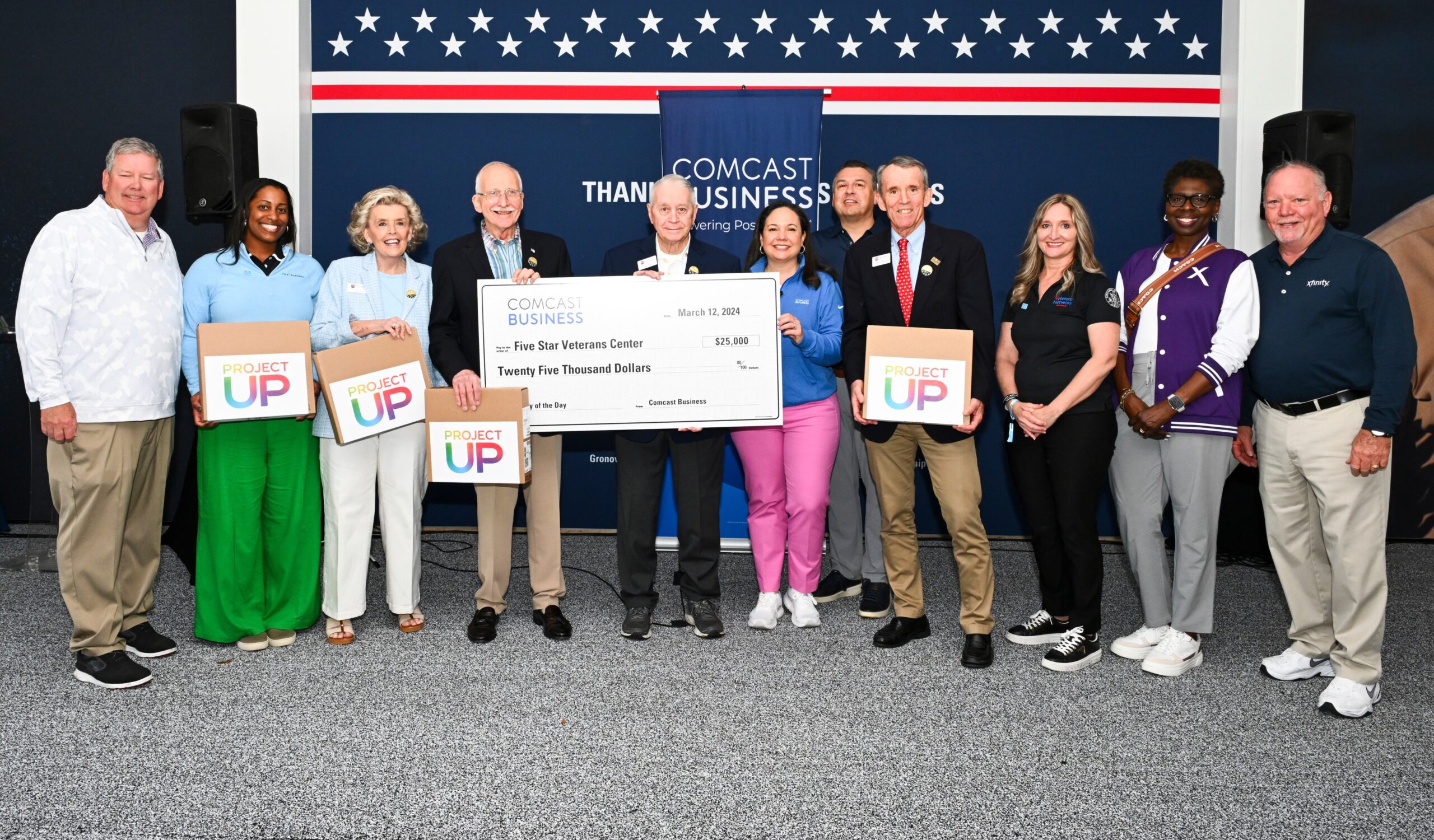 People posing with a donation check