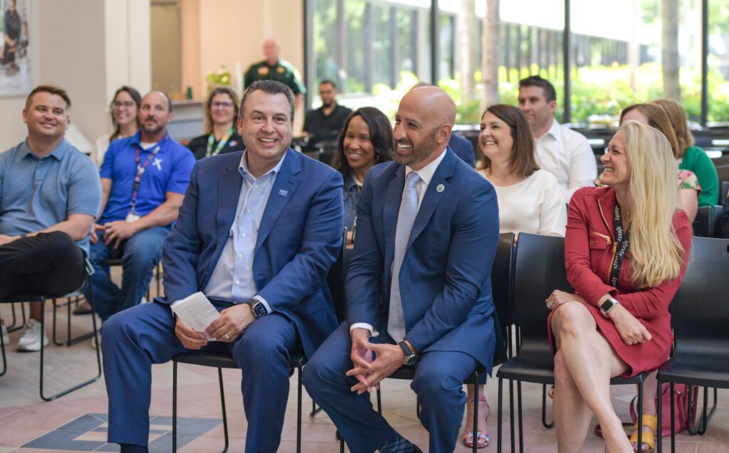 group of people attend an event
