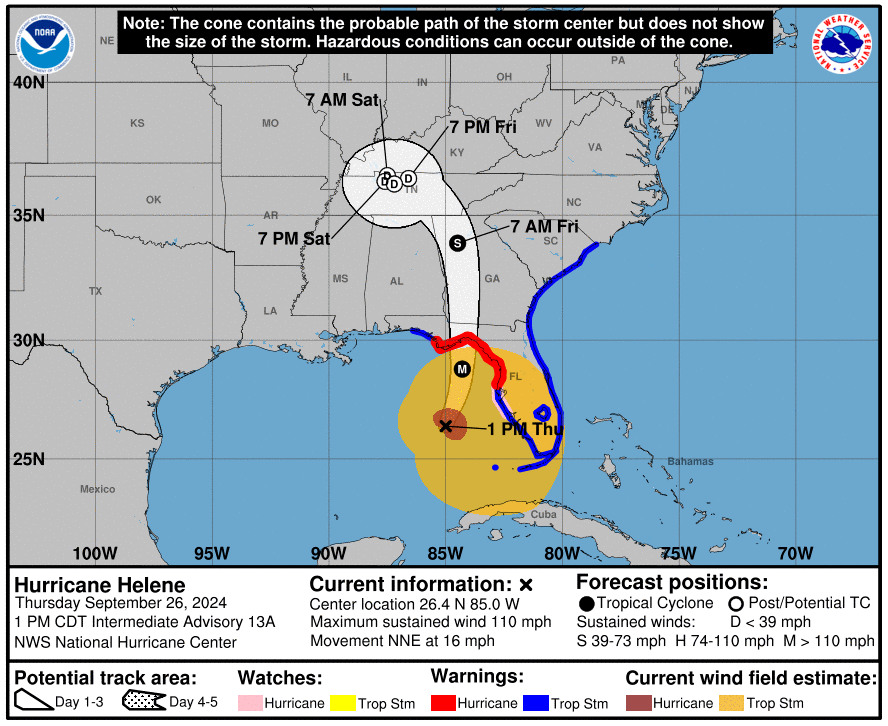 Hurricane Helene Map