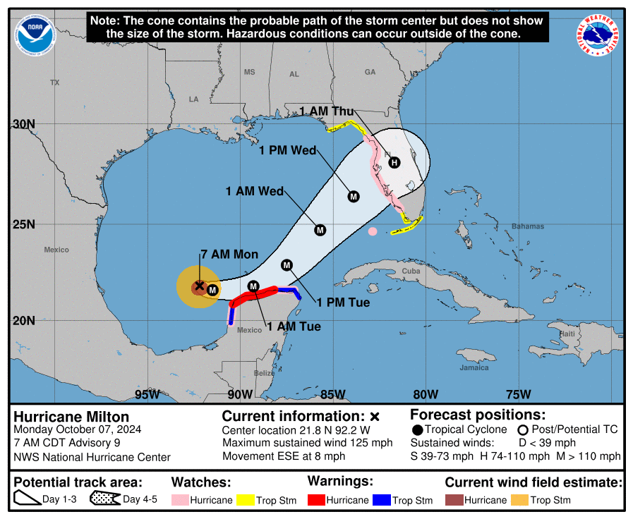 NHS Hurricane Milton cone