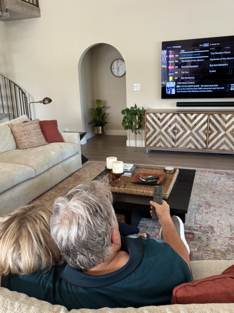 The Lerners watch TV together.